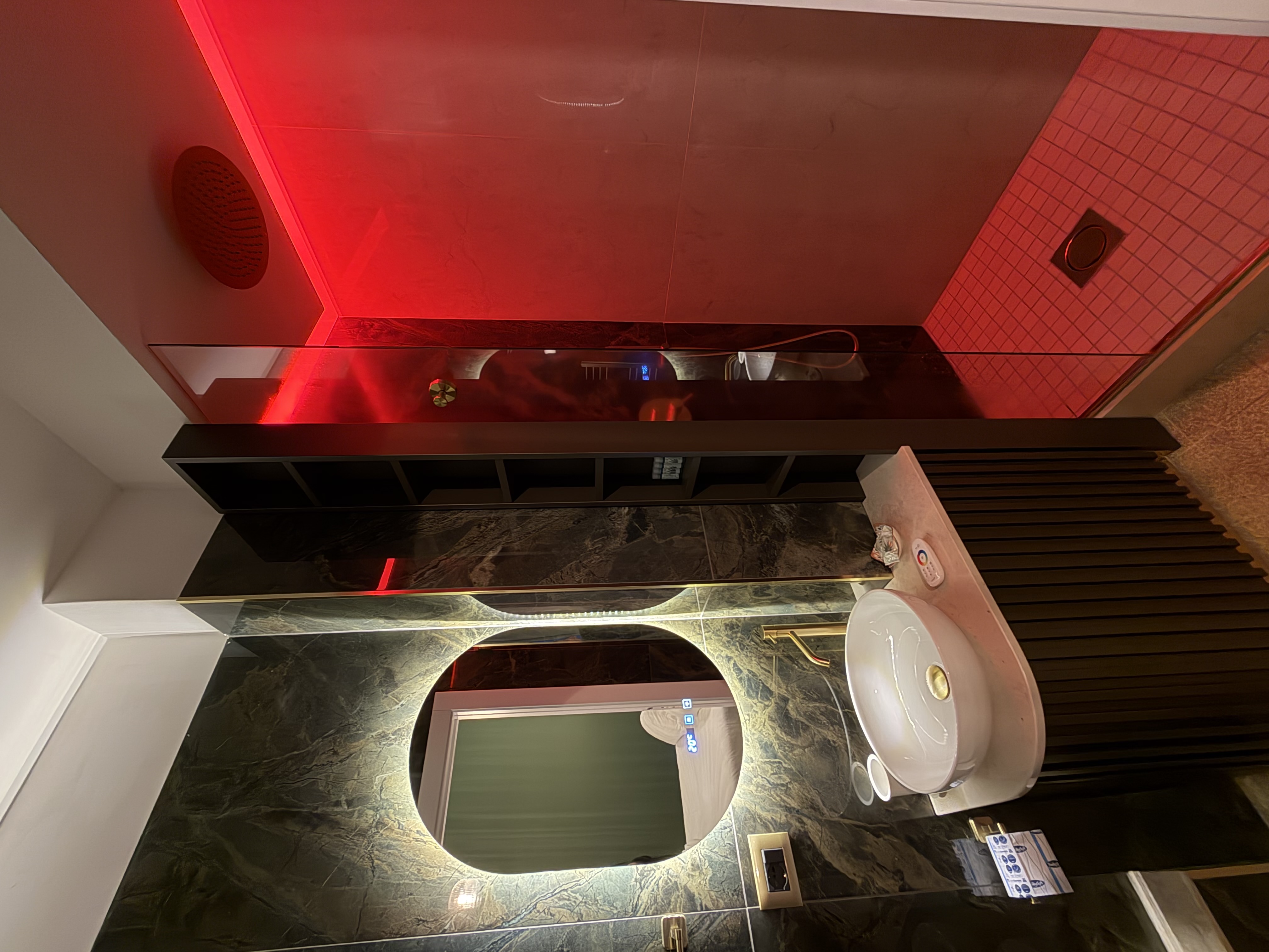 Walk-in shower with mood lighting